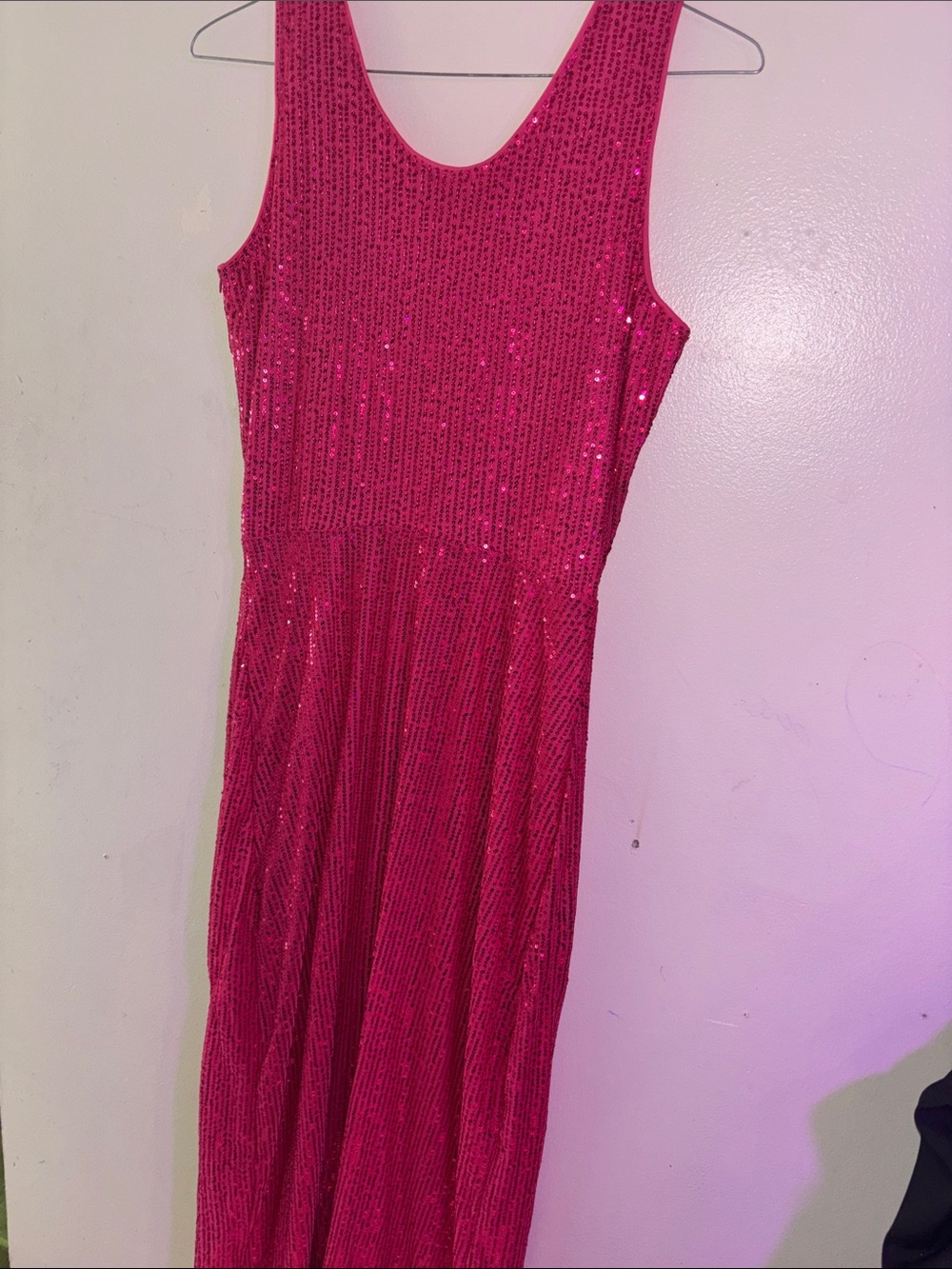 Sparkling Fuchsia Sequin Tank Maxi Dress